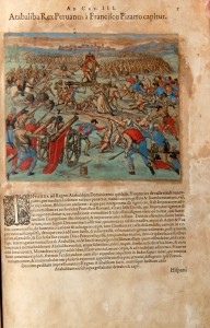 Benzoni Gerolamo, Americae pars sexta sive historiae ab Hieronymo Bezonoa    Frankfurt Am Maynl , 1596, c.2, fermo, biblioteca civica  romolo spezioli  