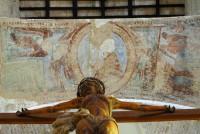 Chiesa di S. Marco, Cristo pantocrato del VIAo sec., sullo sfondo la volta decorata da affreschi