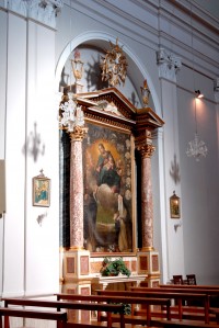 Chiesa di S. maria, tela raffigurante la madonna del rosario del 1608, pomarancio