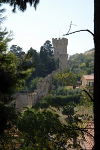 Scorcio delle mura castellane, sul fondo la torre Pelagallo