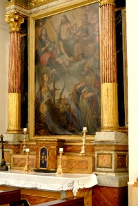 S. Salvatore, tela raffigurante il Santo con particolari di S. vittoria